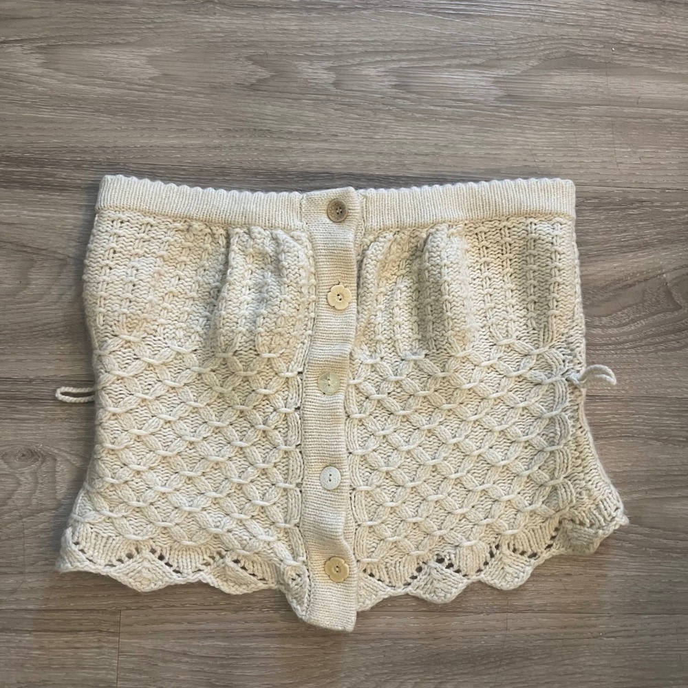 Tabitha Anthropologie Cashmere Cream Crochet Tube Top Coquette Cottagecore